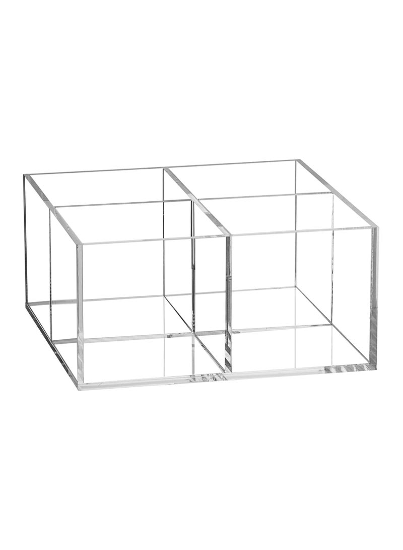 TPGP Acrylic Drawer Organizer Storage Box, 4section Acrylic Compartment Boxes Makeup Organizer Transparent Plastic Makeup Brush Holder Clear Plastic Square Desk Organizer Cube Container - Image 1