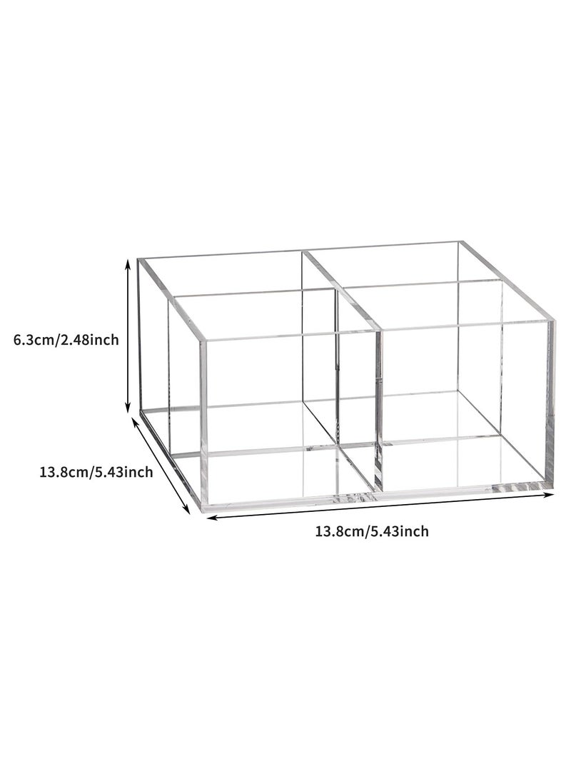 TPGP Acrylic Drawer Organizer Storage Box, 4section Acrylic Compartment Boxes Makeup Organizer Transparent Plastic Makeup Brush Holder Clear Plastic Square Desk Organizer Cube Container - Image 2