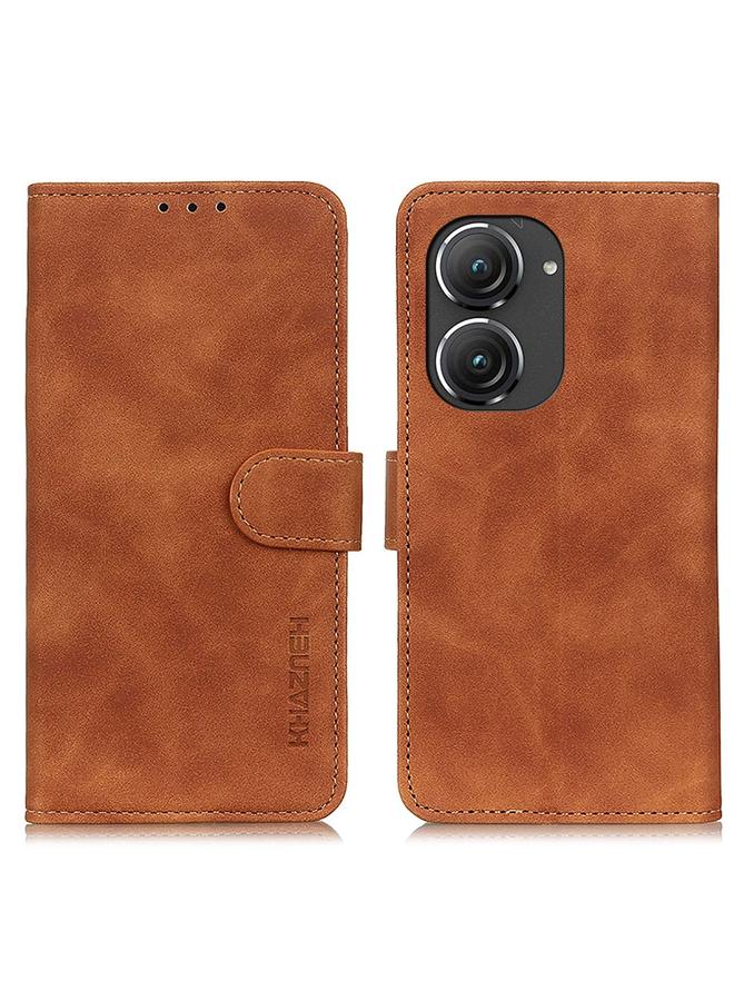 S-TOP Case For Asus Zenfone 9 / Zenfone 10 KHAZNEH Retro Texture Leather Phone Case - Image 2