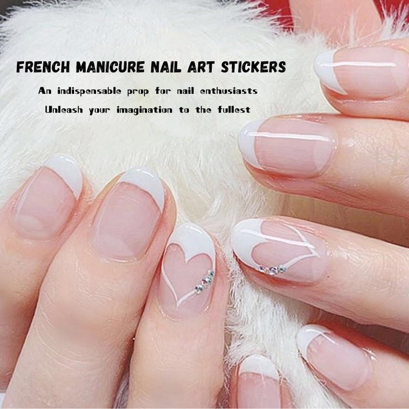 Snmzlc 36 Sheets 1158 Pieces French Tip Nail Guides 17 Styles Nail Design Stickers Self-Adhesive Nail White DIY Decoration Nail Stencils US186 - Image 3