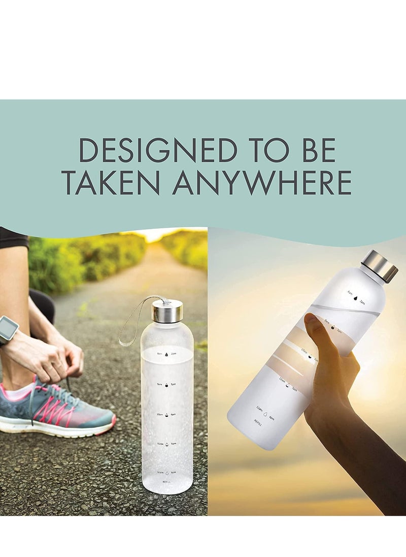 TYCOM Drinking Water Bottle With Time Marker - 1L Leak-Proof BPA Free Motivational Reusable 32oz Water Bottles With Times To Drink - Ideal For Fitness Sports Travel Gym & Outdoor  - Image 3