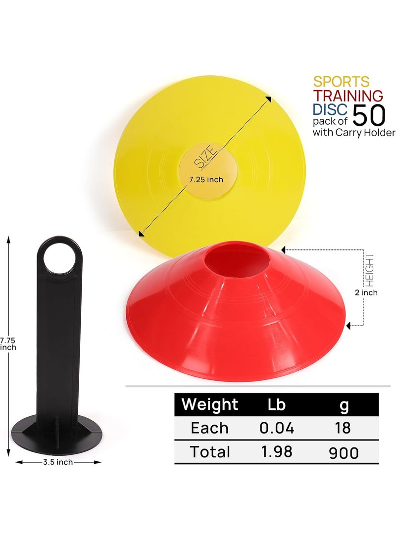 50-Pack Soccer Disc Cones – Training Sports Cones with Carry Bag & Holder for Kids, Football & Basketball Drills, Field Markers (50 Pack) - Image 5