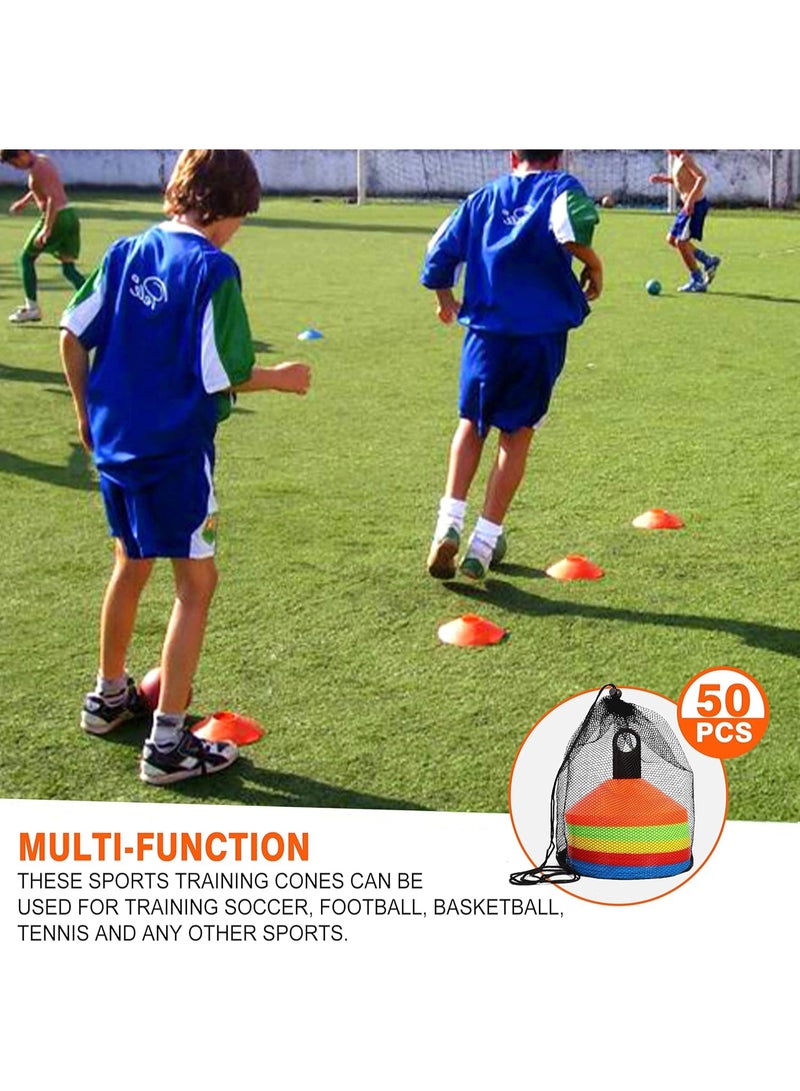 50-Pack Soccer Disc Cones – Training Sports Cones with Carry Bag & Holder for Kids, Football & Basketball Drills, Field Markers (50 Pack) - Image 4