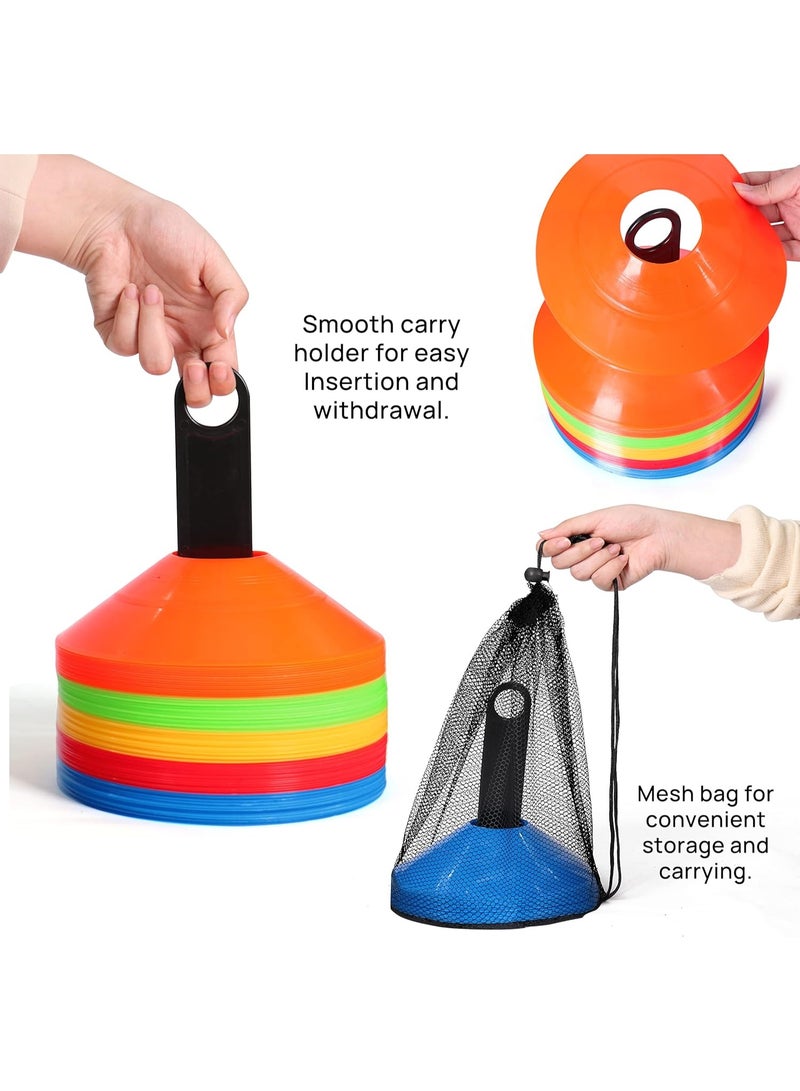 50-Pack Soccer Disc Cones – Training Sports Cones with Carry Bag & Holder for Kids, Football & Basketball Drills, Field Markers (50 Pack) - Image 3