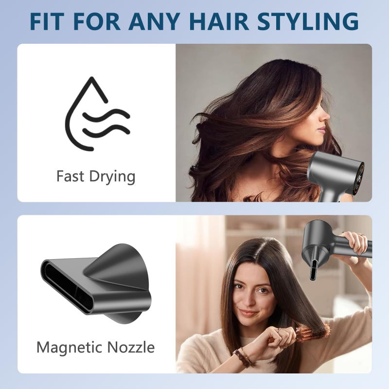 HotLife Hair Dryer Ionic Hair Dryer For Women/Man 110  000 Rpm Professional Hd Display High-Speed Blow Dryer Motor For Fast Drying 400 Million Plasma Low Noise Thermo-Control Hairdryer With Magnetic Nozzle - Image 5