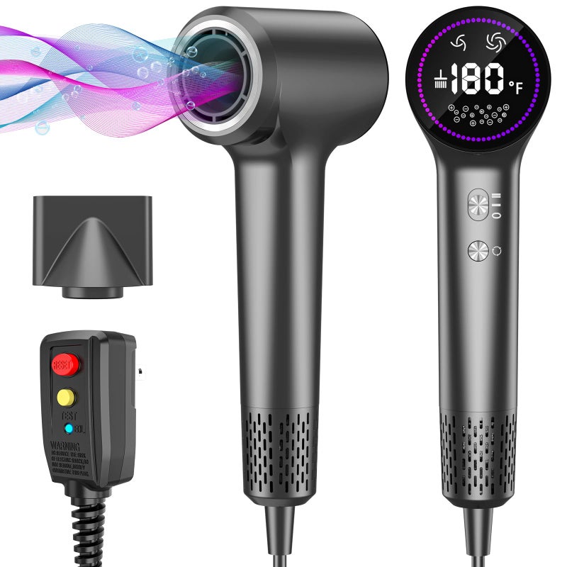 HotLife Hair Dryer Ionic Hair Dryer For Women/Man 110  000 Rpm Professional Hd Display High-Speed Blow Dryer Motor For Fast Drying 400 Million Plasma Low Noise Thermo-Control Hairdryer With Magnetic Nozzle - Image 1