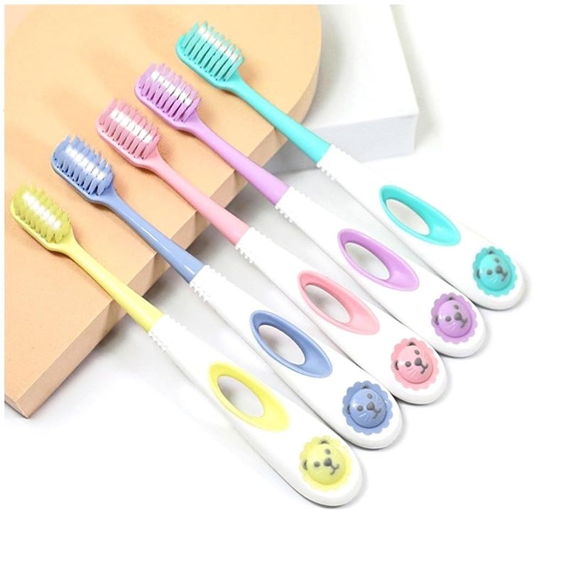 FunBlast Kids Toothbrush Cute Tooth Brush, Pack of 5 Pcs, PBT Soft Bristles Toothbrush for 3-12 Years old Children, Manual Toothbrush for Kids - Multicolor - Image 1
