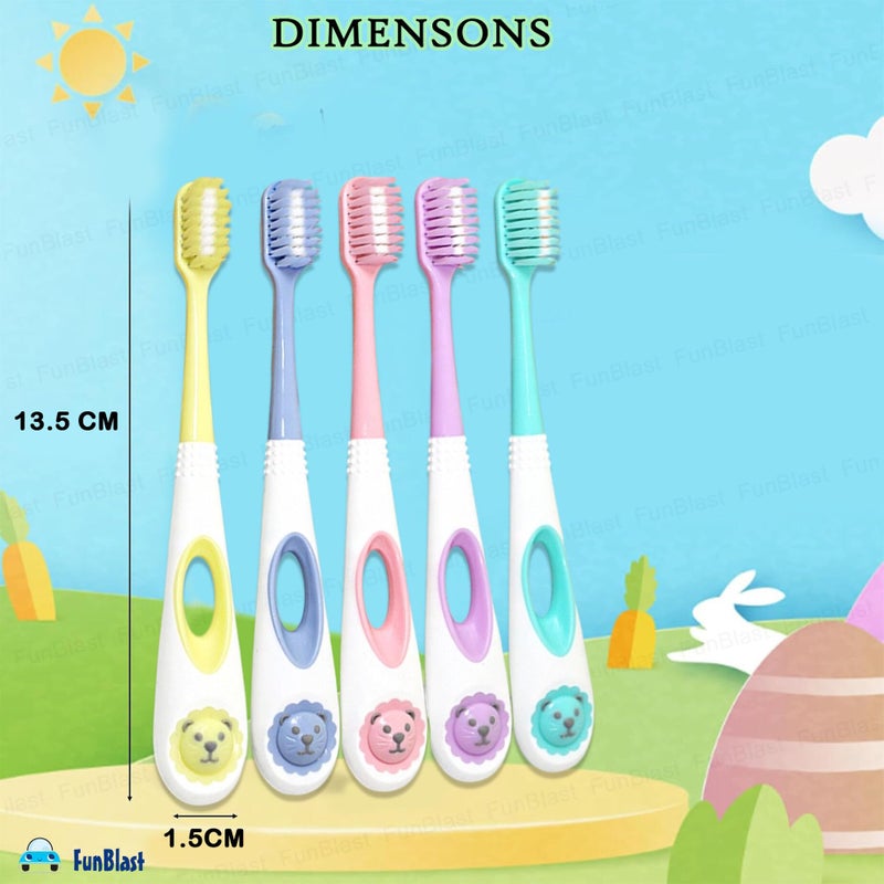 FunBlast Kids Toothbrush Cute Tooth Brush, Pack of 5 Pcs, PBT Soft Bristles Toothbrush for 3-12 Years old Children, Manual Toothbrush for Kids - Multicolor - Image 3