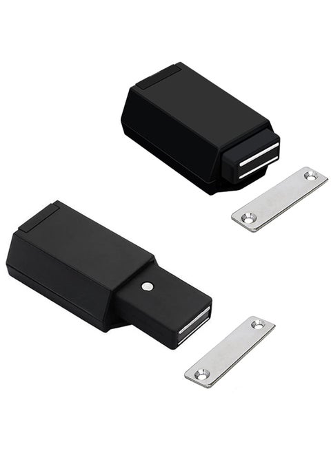 Heavy Duty Door Rebounder, Push to Open Cabinet Hardware 2 Pack Magnetic  for Hidden Door Touch Latches and Catch Magnet Push Release Drawer Pull Tip on RV Closet Close Strong Pop Out, Black