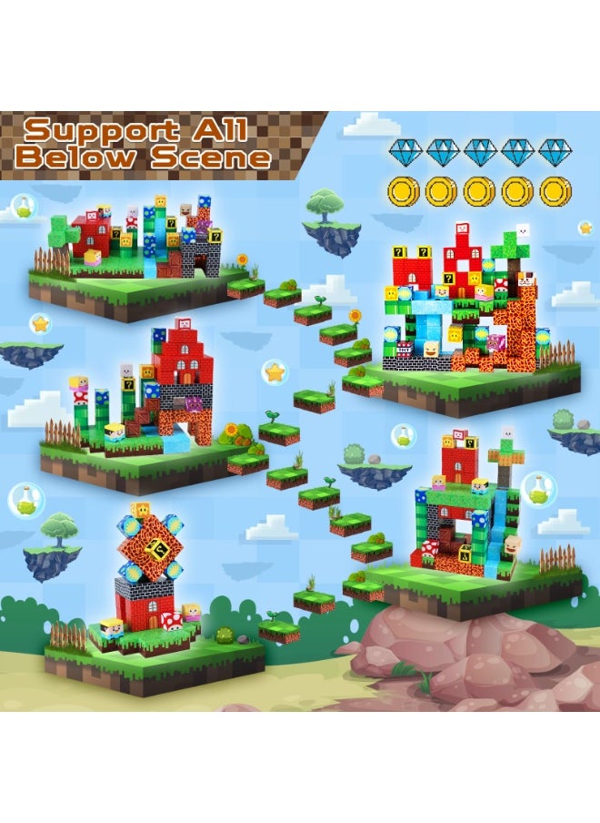 NIBEMINENT Magnetic Blocks-150 PCS Build Adventure Game Castle World Set - Magnetic Building Cubes Stacking, STEM Montessori Sensory Toys for Kids Boys Girls Ages 3 4 5 6 7 8 9 10 Eater Birthday Gifts  - Image 3