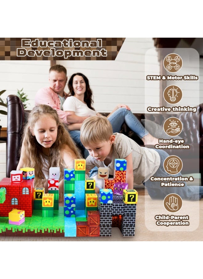 NIBEMINENT Magnetic Blocks-150 PCS Build Adventure Game Castle World Set - Magnetic Building Cubes Stacking, STEM Montessori Sensory Toys for Kids Boys Girls Ages 3 4 5 6 7 8 9 10 Eater Birthday Gifts  - Image 5