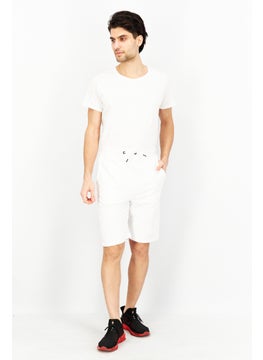 CROSSHATCH Men Embroidered Logo Drawstring Short, White  - Image 3