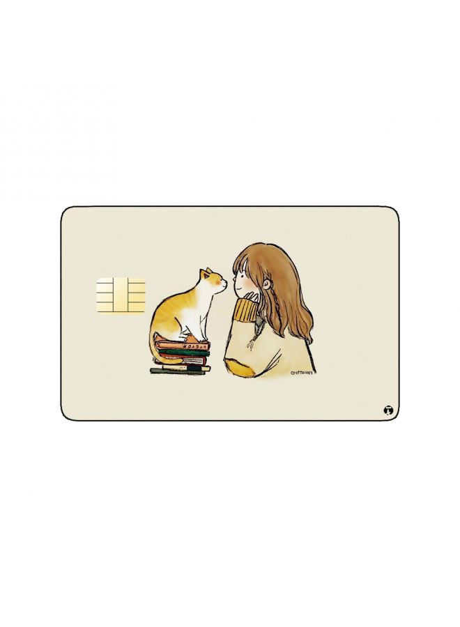 RKN PRINTED BANK CARD STICKER Cute Girl Drawing With Cat - Image 2