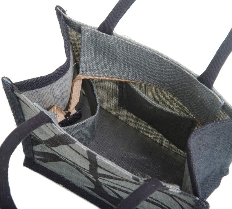 hb+ Men's Printed Jute Tiffin Bag with Zip (Grey, Medium) - Image 3