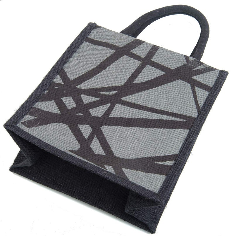 hb+ Men's Printed Jute Tiffin Bag with Zip (Grey, Medium) - Image 2