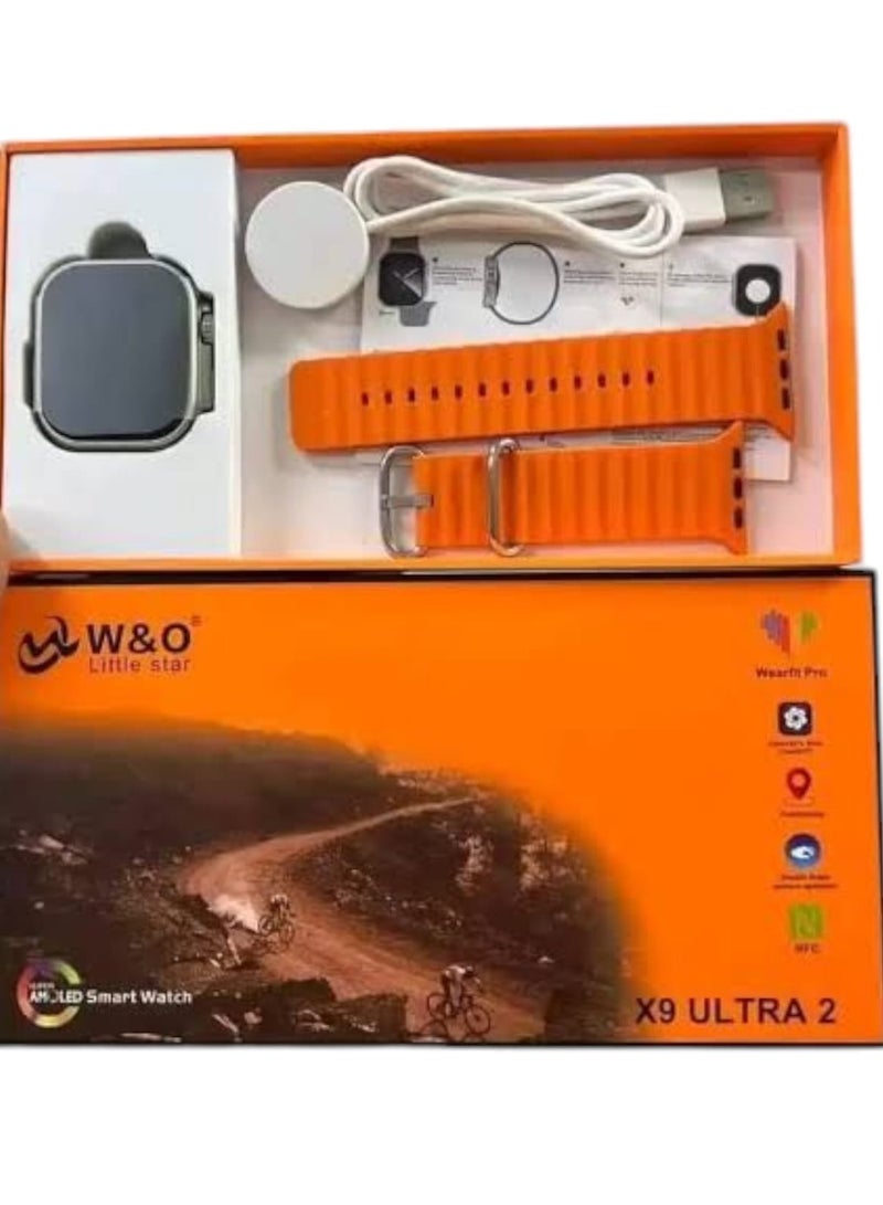 W&O W&O X9 Ultra 2 Smart Watch - Super AMOLED Display - 49mm/2.2" Full Screen | Aerospace Aluminum Body | Wireless Charging - Orange - Image 1