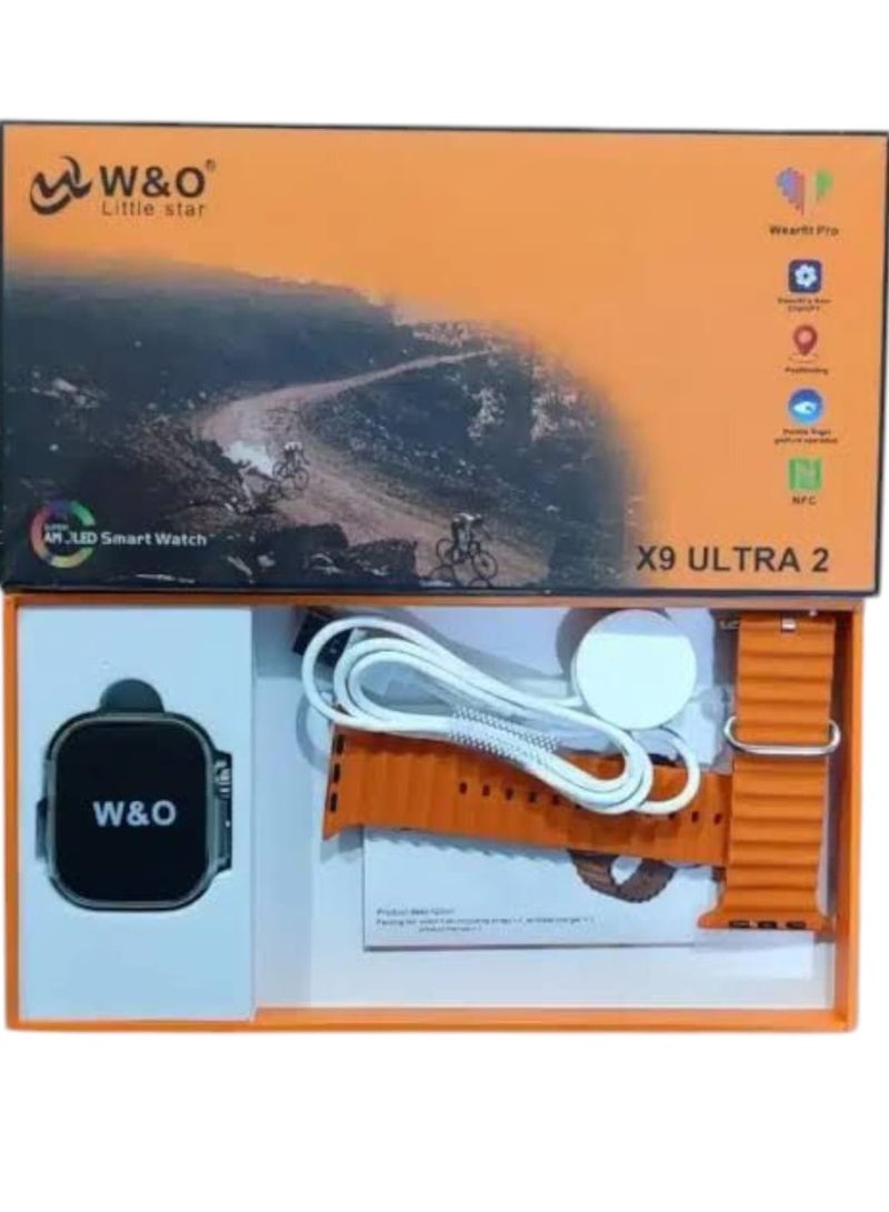 W&O W&O X9 Ultra 2 Smart Watch - Super AMOLED Display - 49mm/2.2" Full Screen | Aerospace Aluminum Body | Wireless Charging - Orange - Image 2