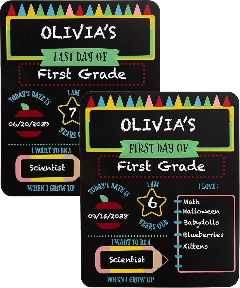 Al Raied ARS® First and Last Day of School Chalkboard Sign Set - Reusable Photo Prop with Chalk - Image 1