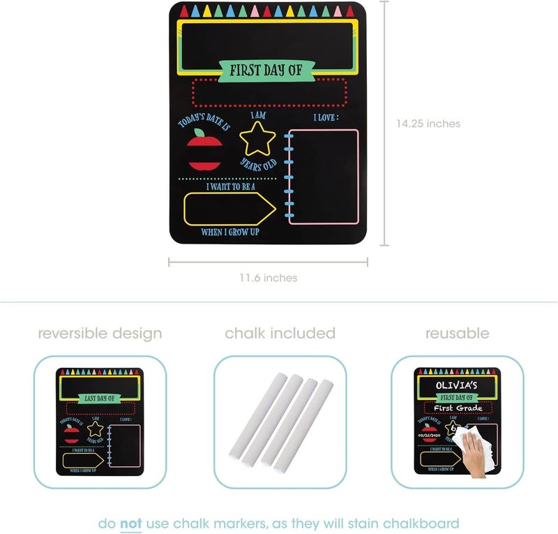 Al Raied ARS® First and Last Day of School Chalkboard Sign Set - Reusable Photo Prop with Chalk - Image 3