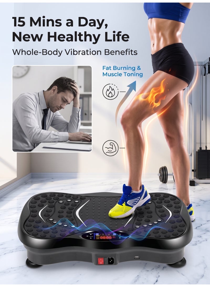 ETG Vibration Plates, Vibration Fitness Exercise Machine for Home Use, with Bluetooth Speaker, 5 Program Modes, 2 Resistance Bands, Vibration Fitness Trainer, 330lb Max Load - Image 3