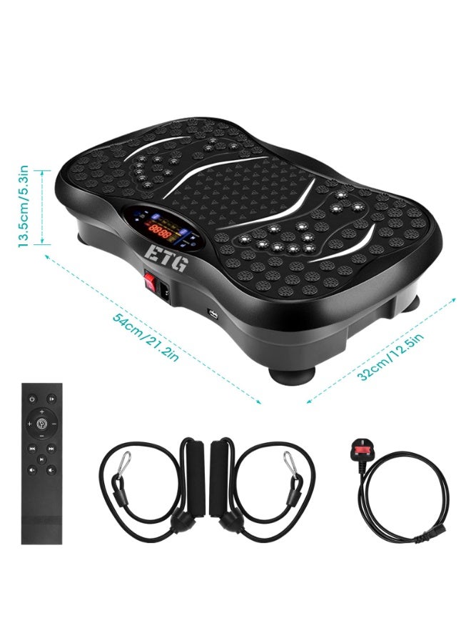 ETG Vibration Plates, Vibration Fitness Exercise Machine for Home Use, with Bluetooth Speaker, 5 Program Modes, 2 Resistance Bands, Vibration Fitness Trainer, 330lb Max Load - Image 4