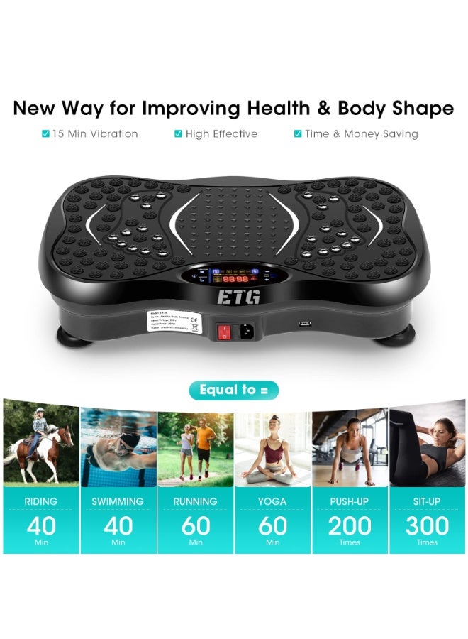 ETG Vibration Plates, Vibration Fitness Exercise Machine for Home Use, with Bluetooth Speaker, 5 Program Modes, 2 Resistance Bands, Vibration Fitness Trainer, 330lb Max Load - Image 5