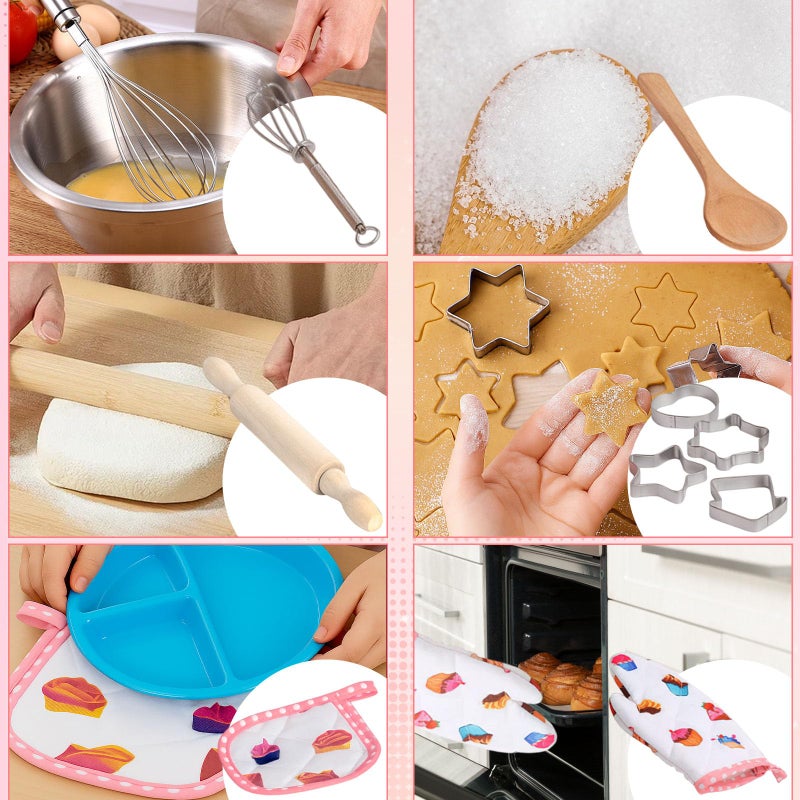 3 Otters Kids Chef Hat and Apron, 11 PCS Chef Costume Sets Pretend Play Kitchen Toys Baking Tools for Toddler - Image 5