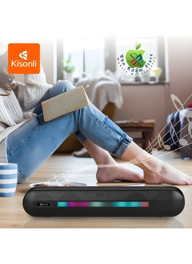 Kisonli Casonly LED-911 Stereo Bluetooth Speaker, 10W Connection Range up to 10 Meters, Bluetooth 5.0, 1200mAh Battery – 5 Hours of Playback – Supports AUX, TF Card, USB, and U Disk – Black  - Image 5