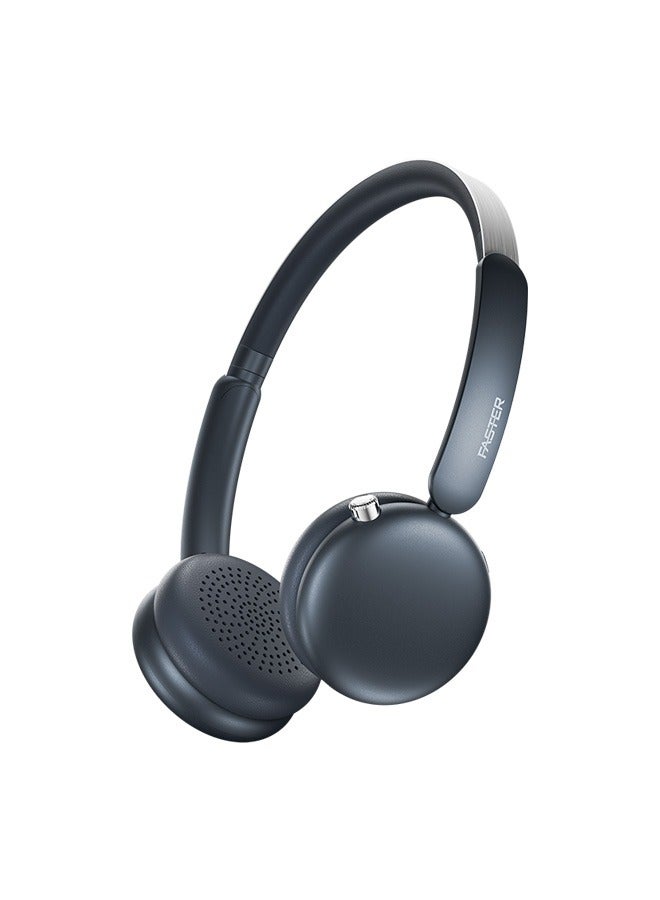 Faster S7 Soluna Wireless Headphones- 5.4 Bluetooth Headset 30H Playtime ANC OverEar Headphones- LED Indicator Light Voice Assistant Calls Game & Music Type-C Fast Charging Lightweight IOS & Android- Wireless Headset Deep Bass Premium Finish Soft Leather Earpads - Midnight - Image 4