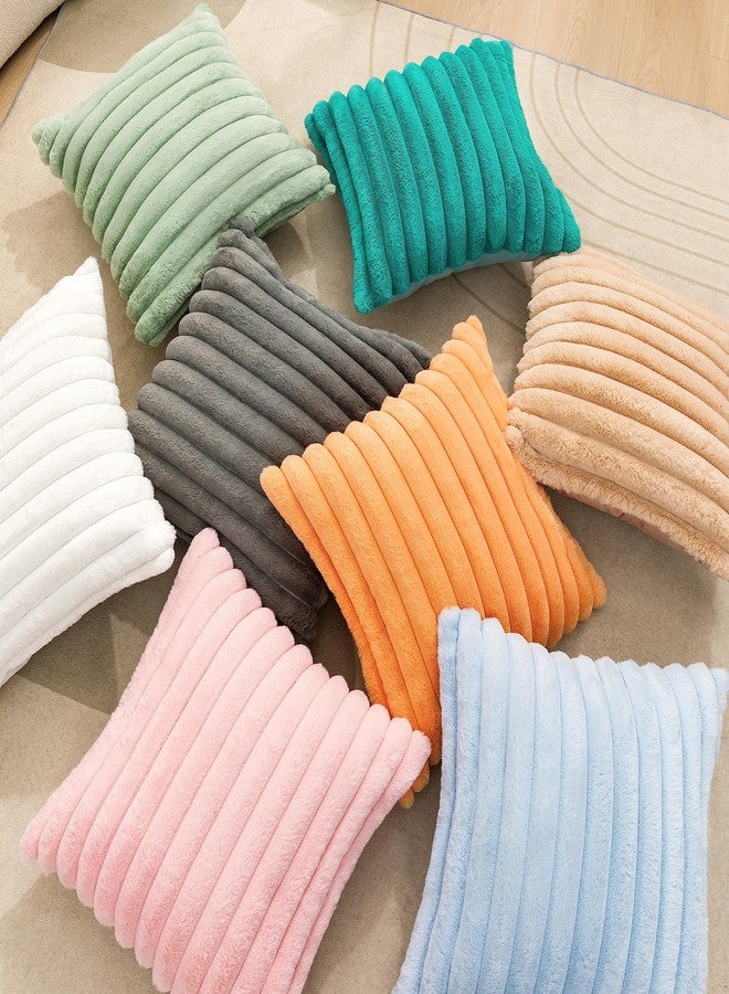 Uhomy Set of 2 Faux Fur Halloween Throw Pillow Cover Luxury Super Soft Fuzzy Striped Furry Pillowcase for Sofa Couch Bedroom Comfy Thick Fluffy Plush Cushion Cover 20x20 Inch Orange 50 cm - Image 5