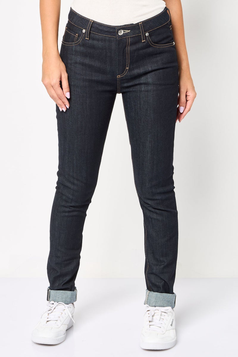 LACOSTE Women Regular Fit Washed Stretchable Jeans, Navy Blue - Image 1