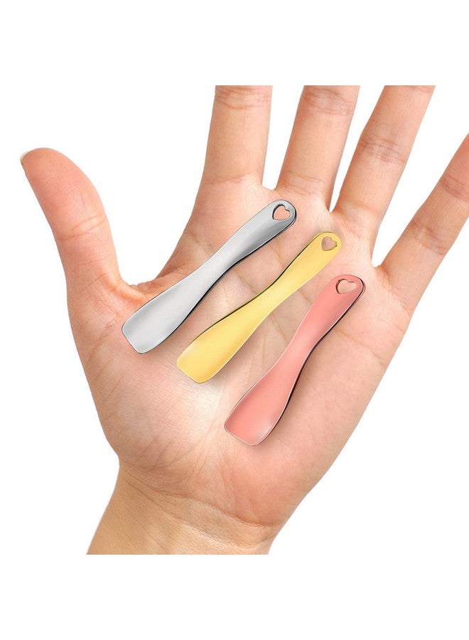 ولهيف 3 قطع من ملعقة مستحضرات التجميل المعدنية للعناية بالبشرة وملعقة عصا توزيع المكياج وملعقة صغيرة للعناية بالبشرة وكريم الوجه وقناع مغرفة أدوات مكياج للوجه يمكنك صنعها بنفسك ومزج القناع - Image 2