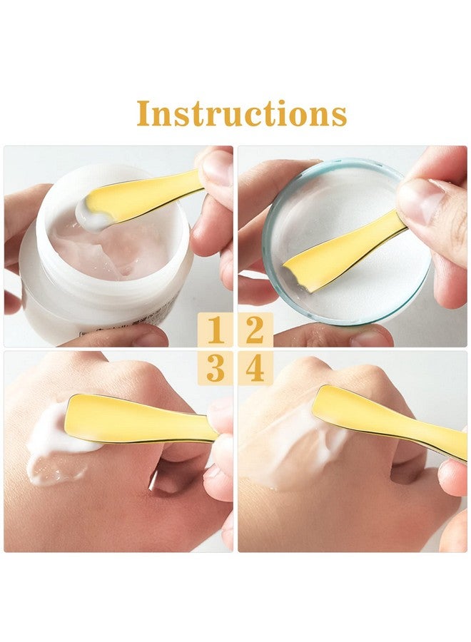 ولهيف 3 قطع من ملعقة مستحضرات التجميل المعدنية للعناية بالبشرة وملعقة عصا توزيع المكياج وملعقة صغيرة للعناية بالبشرة وكريم الوجه وقناع مغرفة أدوات مكياج للوجه يمكنك صنعها بنفسك ومزج القناع - Image 5