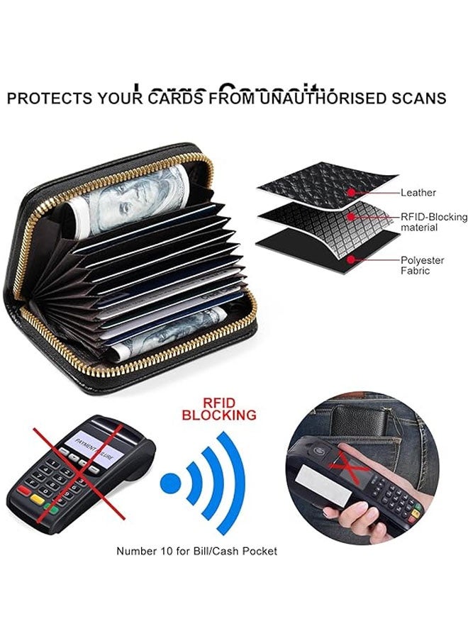 حافظة بطاقات ائتمان، حافظة بطاقات صغيرة بسحاب أكورديون، حافظة منظم بطاقات للنساء والرجال - Image 3