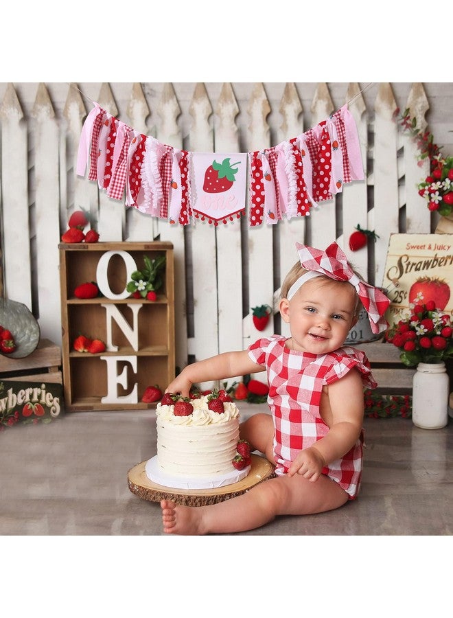 Agkvw Strawberry High Chair Banner for 1st Birthday - Strawberry Theme Birthday Decoration, First Birthday Decorations for Girl, Sweet One Birthday Party Decorations, Cake Smash Photo Props - Image 3