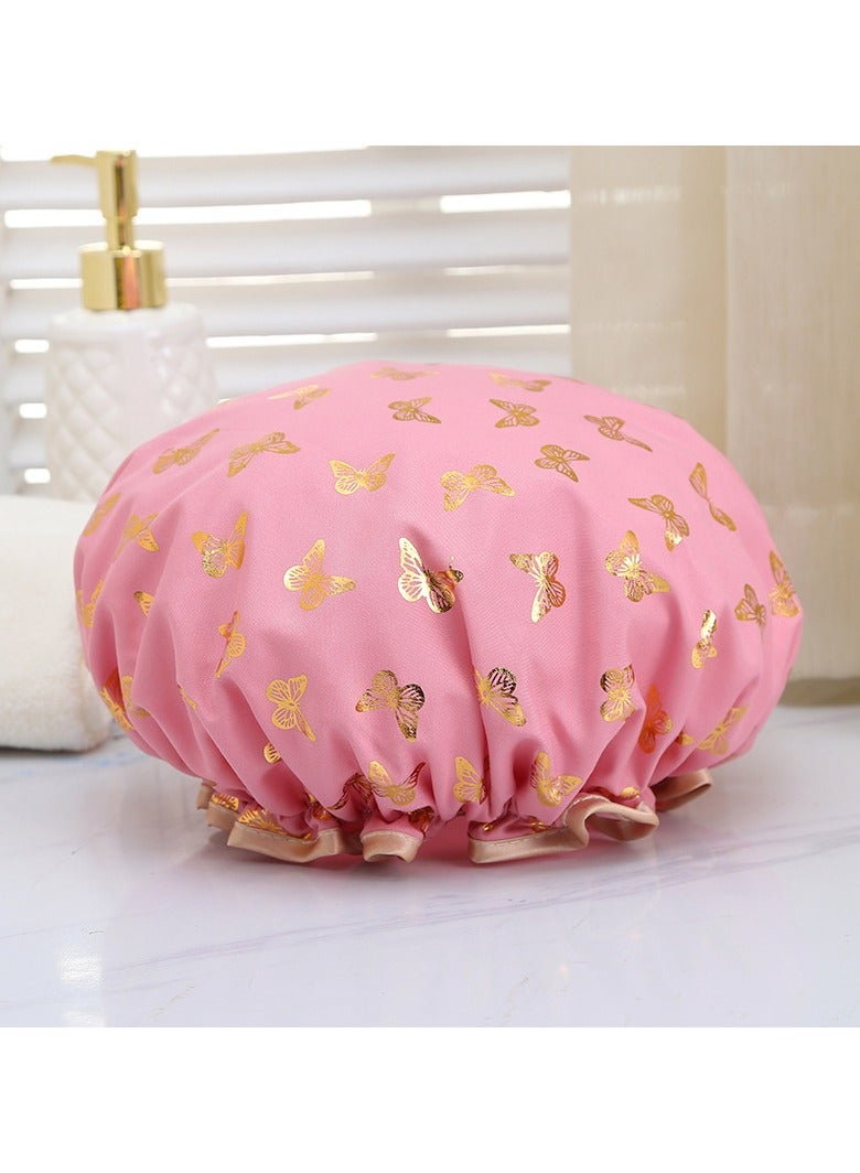 Goolsky 1PC Double Layer Shower Cap, Butterfly Print Double Waterproof Layers Head Cover, Reusable Hair Caps For Hair Protection, Oil-proof, Suitable For Home & Travel ﻿ - Image 2