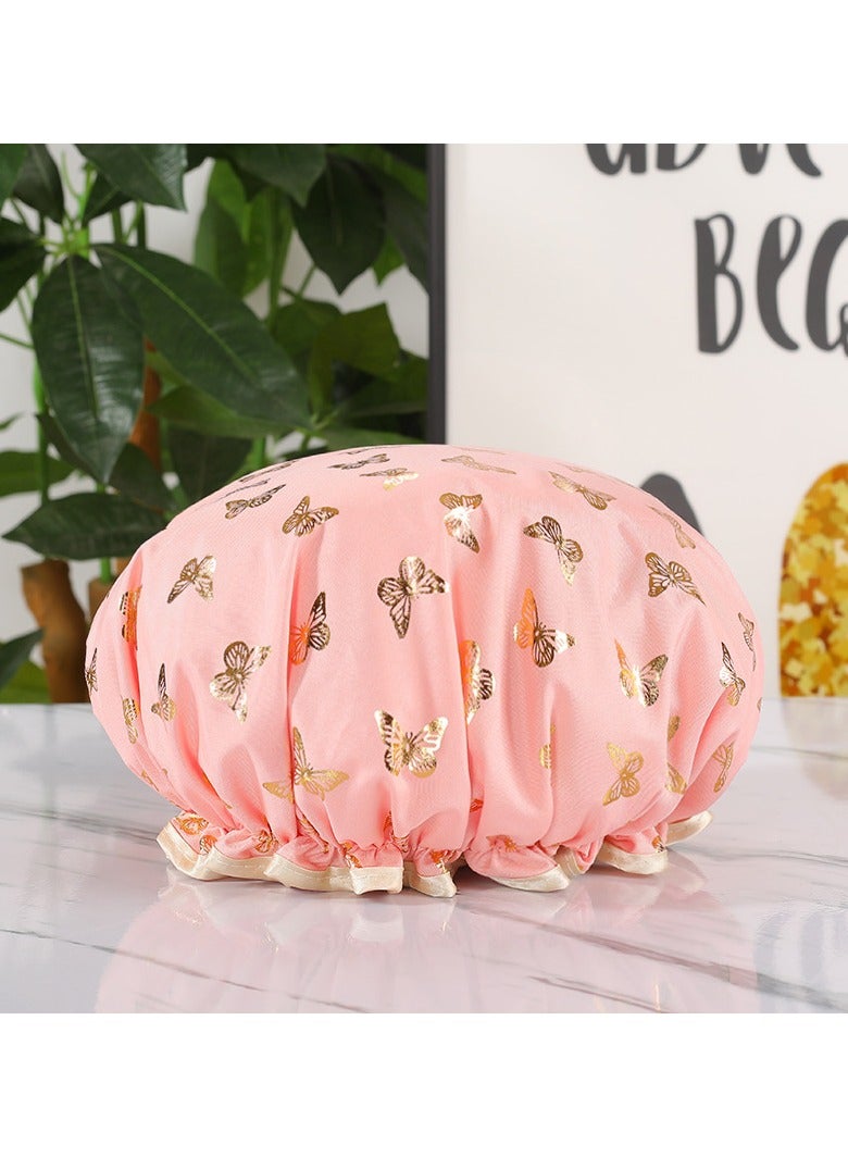 Goolsky 1PC Double Layer Shower Cap, Butterfly Print Double Waterproof Layers Head Cover, Reusable Hair Caps For Hair Protection, Oil-proof, Suitable For Home & Travel ﻿ - Image 4