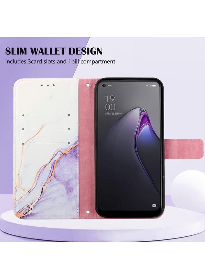 S-TOP Case For OPPO Reno8 PT003 Marble Pattern Flip Leather Phone Case - Image 4