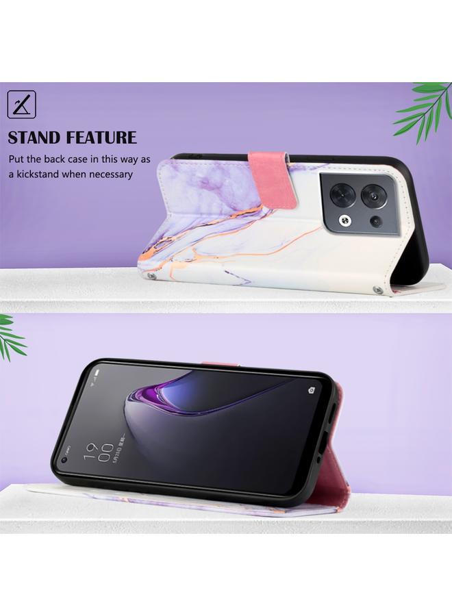 S-TOP Case For OPPO Reno8 PT003 Marble Pattern Flip Leather Phone Case - Image 3