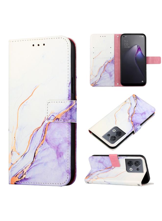 S-TOP Case For OPPO Reno8 PT003 Marble Pattern Flip Leather Phone Case - Image 1