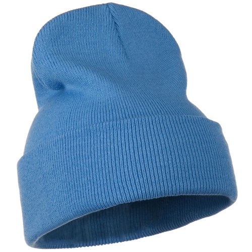 MG 12 Inch Long Knitted Beanie - Sky Blue OSFM W1 - Image 4