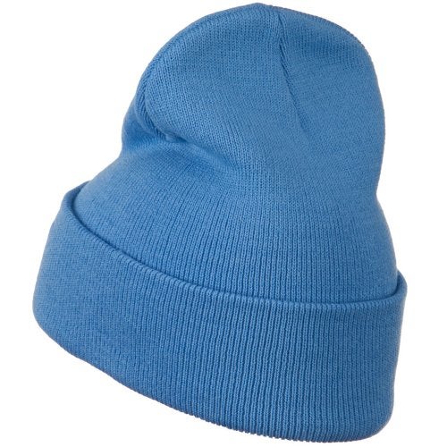 MG 12 Inch Long Knitted Beanie - Sky Blue OSFM W1 - Image 2
