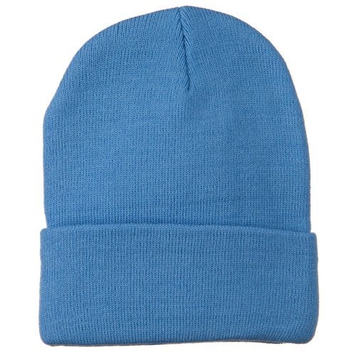 MG 12 Inch Long Knitted Beanie - Sky Blue OSFM W1 - Image 5