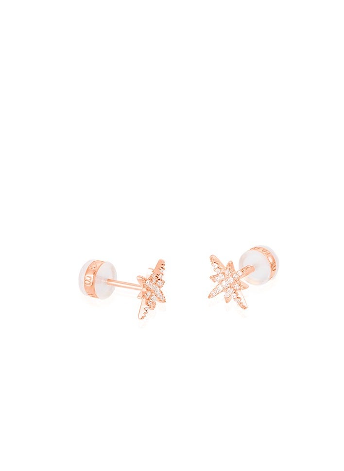 MONACO - pink gold silver inlaid crystal diamond meteor earrings - Image 1