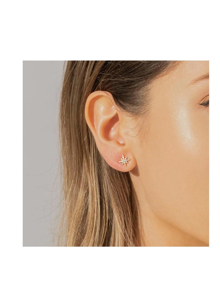 MONACO - pink gold silver inlaid crystal diamond meteor earrings - Image 1