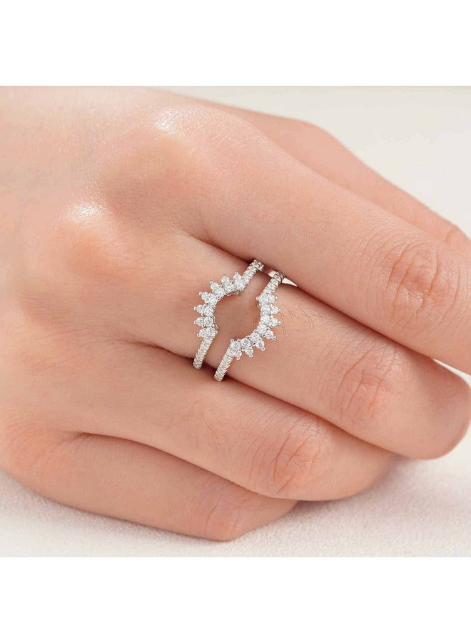 Newshe Jewellery Newshe Ring Enhancer For Engagement Rings Sterling Silver Curved Wedding Band For Women 5A Cz Eternity Size 6.5 - Image 4