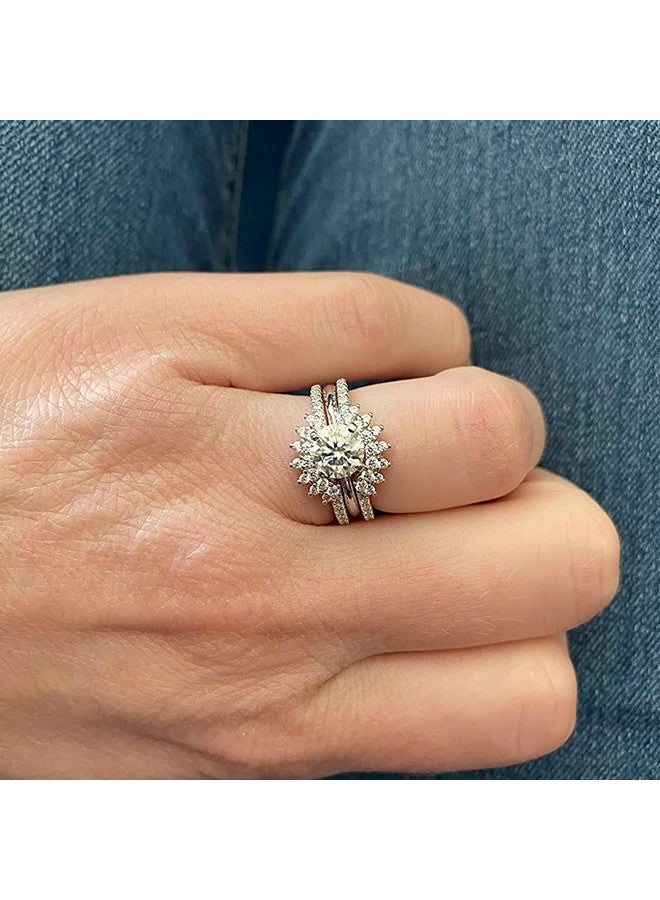 Newshe Jewellery Newshe Ring Enhancer For Engagement Rings Sterling Silver Curved Wedding Band For Women 5A Cz Eternity Size 6.5 - Image 5