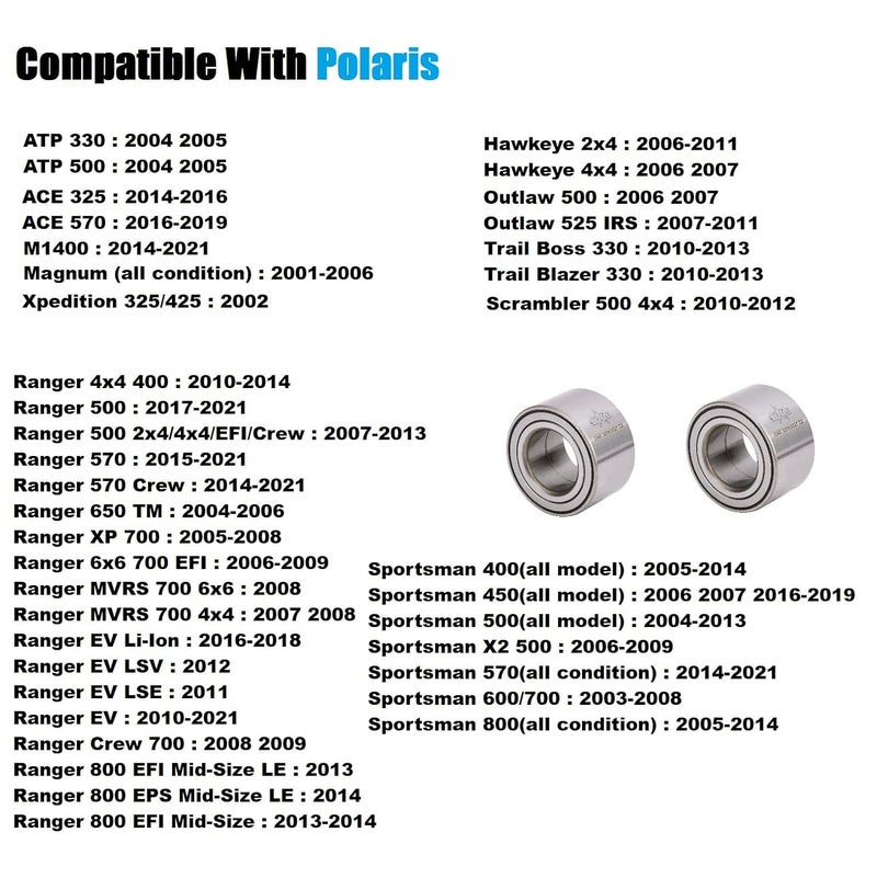 MINSTAR Front Wheel Bearings for Polaris Ranger and Sportsman Models - Image 5
