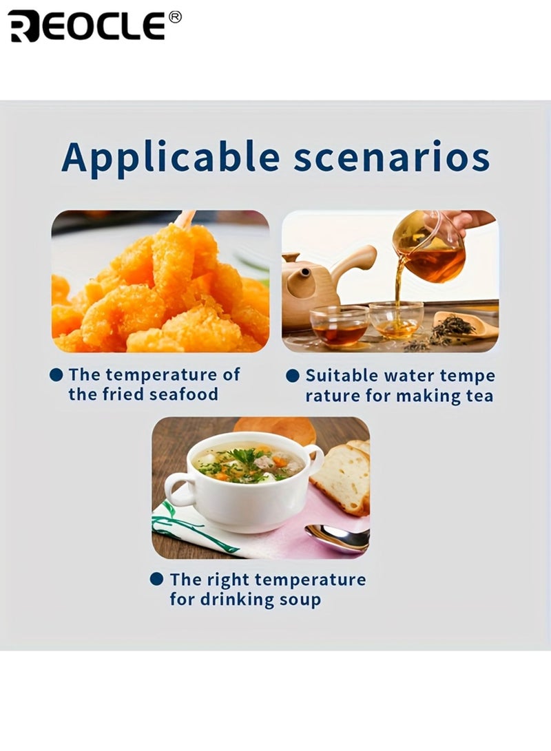 REOCLE Display Digital Food Thermometer  with Stainless Steel Probe Accurate Cooking Temperature for BBQ Baking Grilling Easy to Read Large Screen Includes LR44 Battery - Image 4