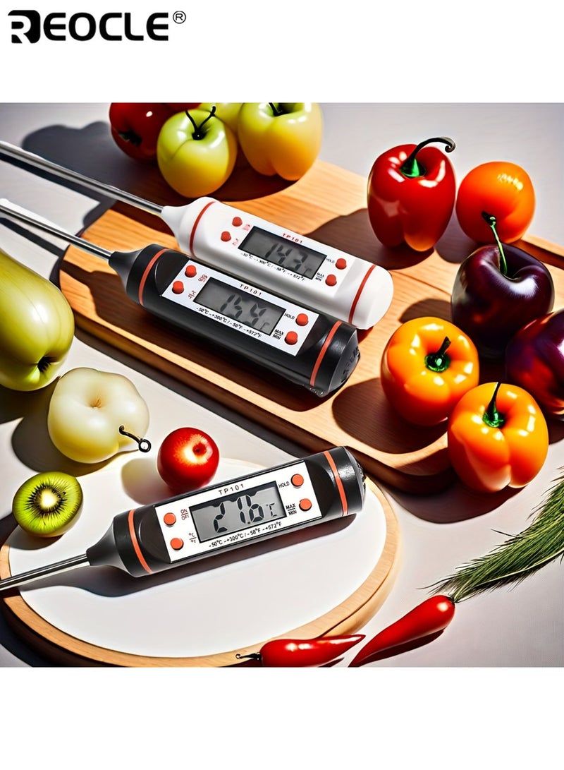 REOCLE Display Digital Food Thermometer  with Stainless Steel Probe Accurate Cooking Temperature for BBQ Baking Grilling Easy to Read Large Screen Includes LR44 Battery - Image 5